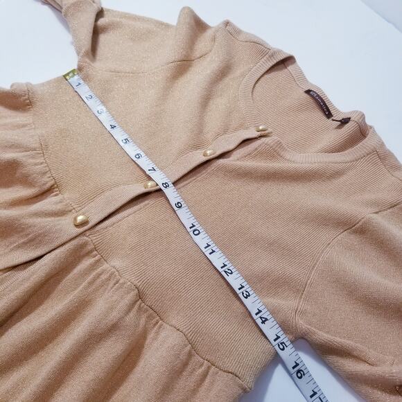 525 America Sparkles Glitters Gold Button Knit Cardigan Top - Picture 4 of 13